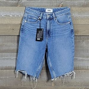 NWT Paige Robbie Vintage Inspired Distressed Frayed Hem High Rise Bermud…